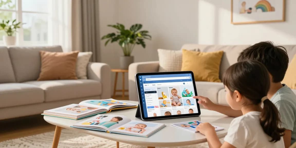 Family enjoying online shopping experience featuring Shopware Shops products in a cozy living room.