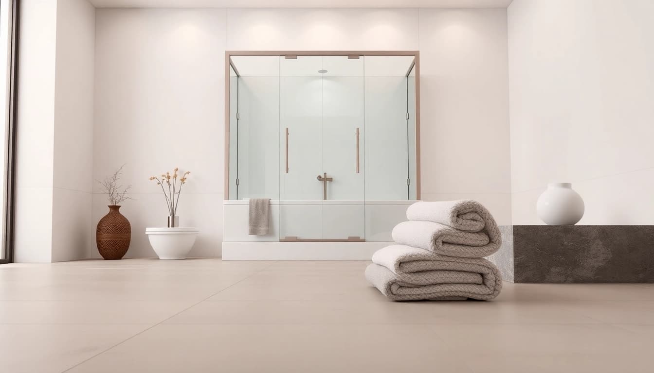 Genießen Sie luxuriöse duschkabine 80x80 in einem modernen Badezimmer mit eleganten Fliesen und sanftem Licht.