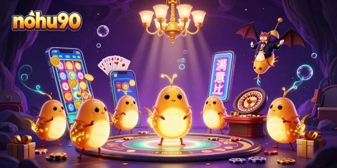 Experience winning spins at nohu90 with charming glowworms lighting an exciting cave casino.