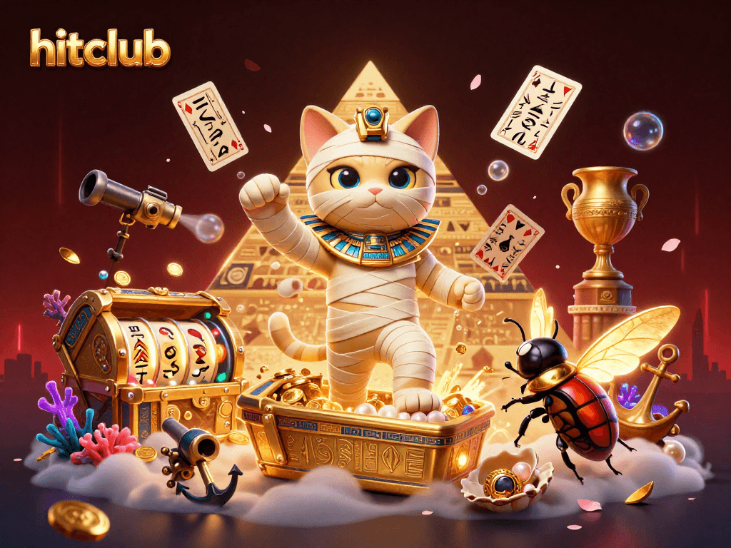 Engage with hitclub gaming through captivating 3D visuals of Egyptian-themed casino action.