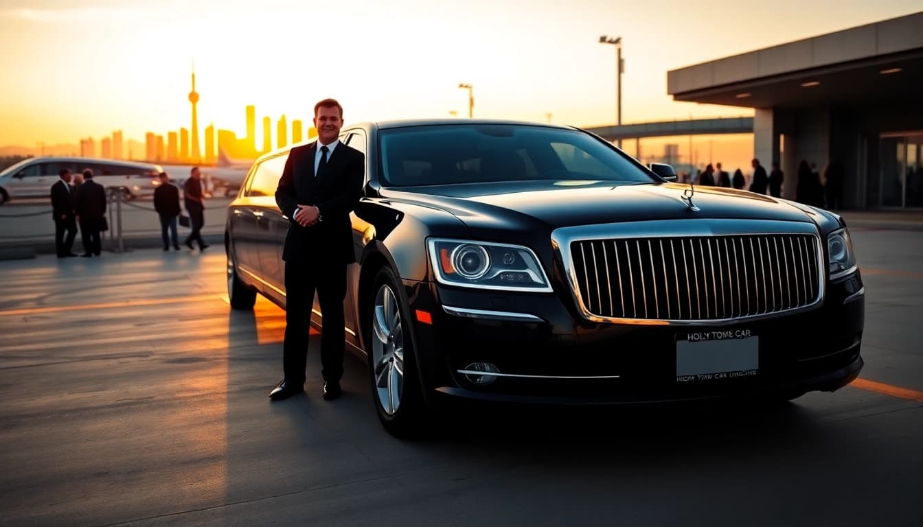 Hollywood Town Car and Limousine at LAX, showcasing luxury travel service.