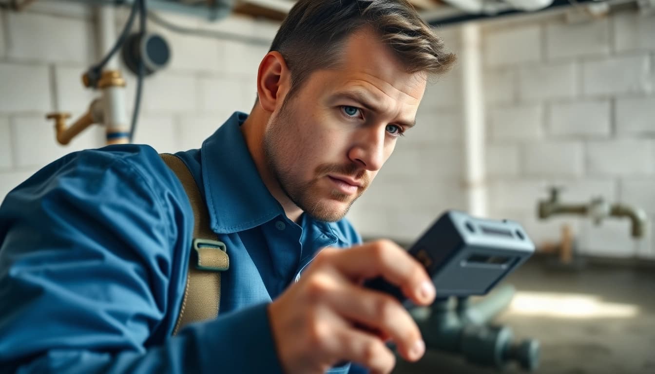 Emergency plumbing help for sewer backup by a licensed NYC plumber efficiently repairing pipes in a residential basement.