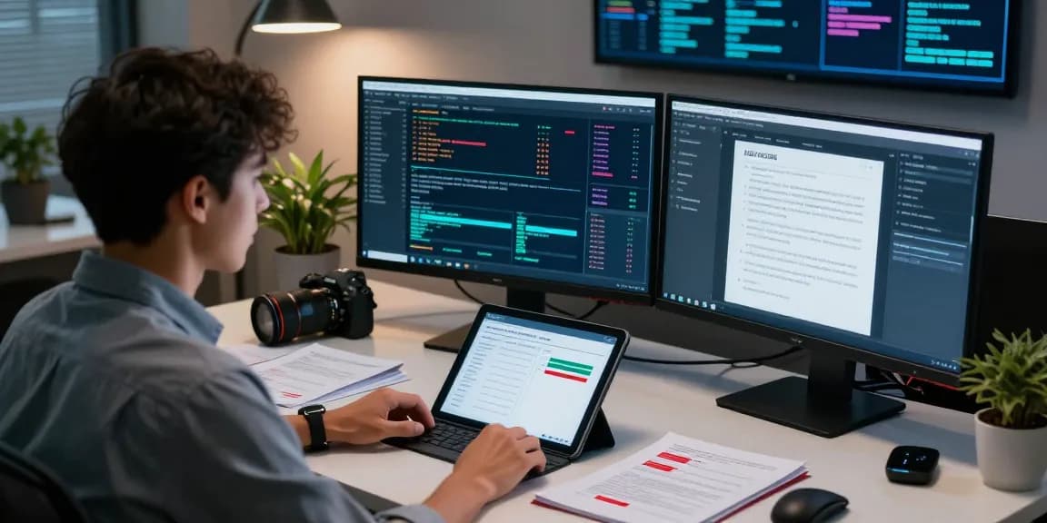 Analyzing document fraud detection software with professional tools and data analysis in a modern workspace.