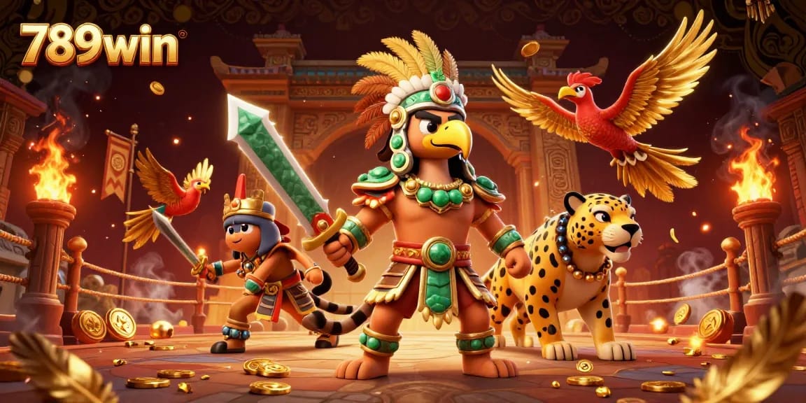 Engage and win big with 789win's stunning 3D casino-themed illustration featuring epic characters and betting elements.