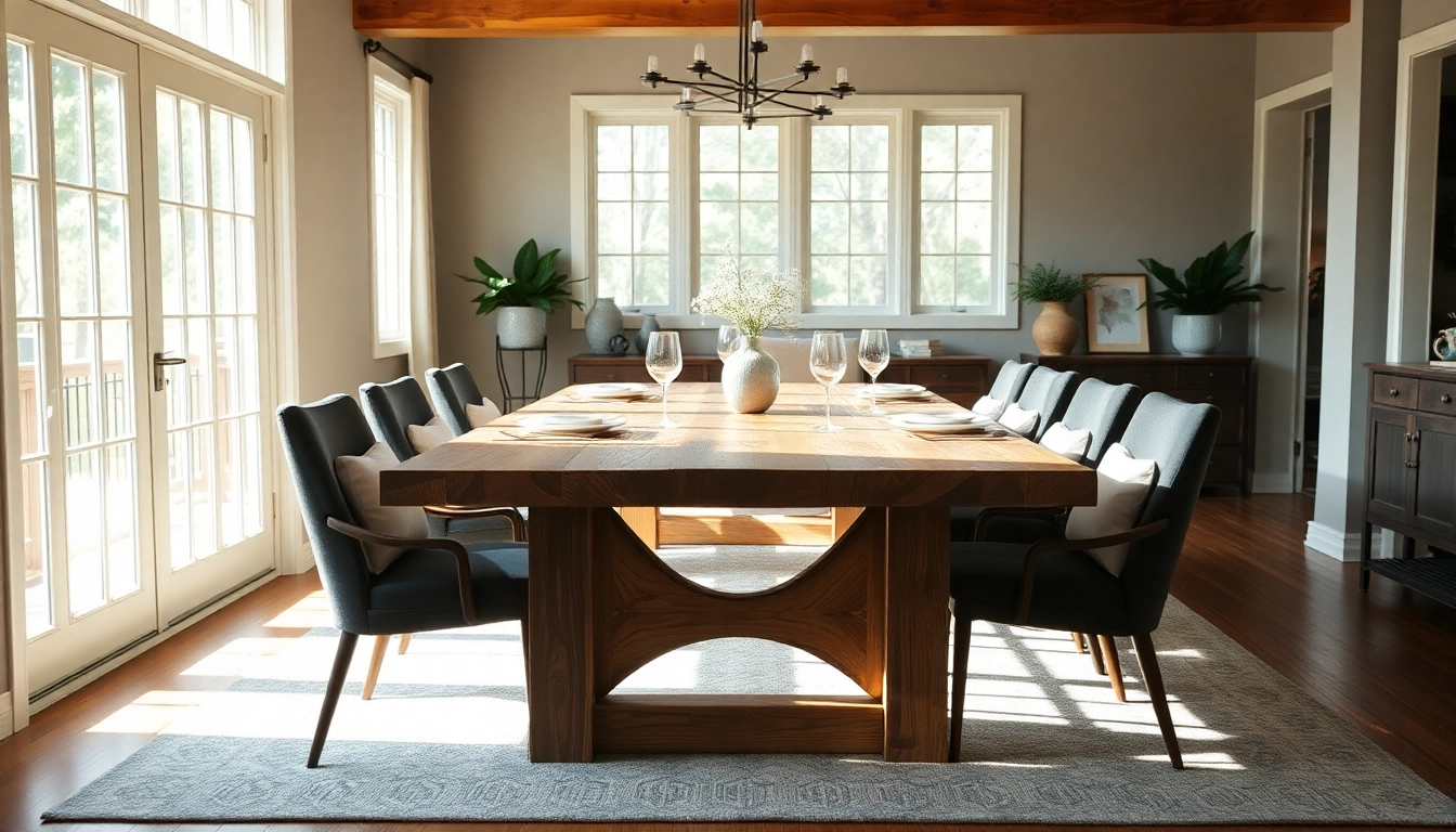 Grand Rapids Michigan furniture featuring a handcrafted dining table with stylish chairs in a cozy dining room setting.
