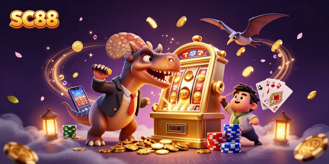 SC88 showcases a playful scene with characters winning big at a casino, attracting gamblers with excitement.