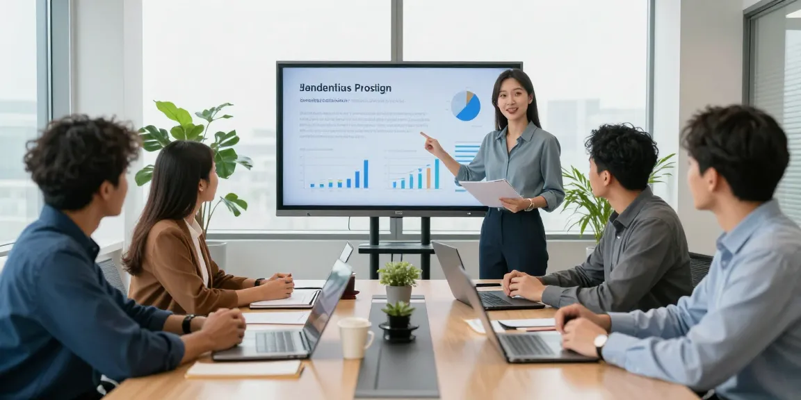 Team meeting discussing a joint venture funding program in a modern office