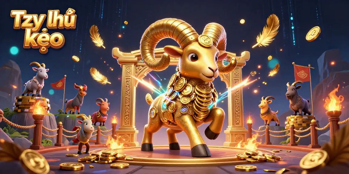 Engage in Tỷ lệ kèo sports betting excitement with dynamic golden ram illustration.
