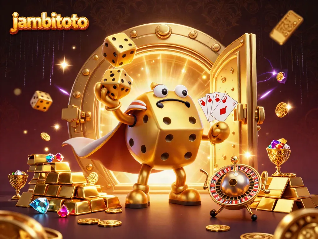 Engaging illustration showcasing the colorful and dynamic gambling world of jambitoto, featuring vibrant casino elements.