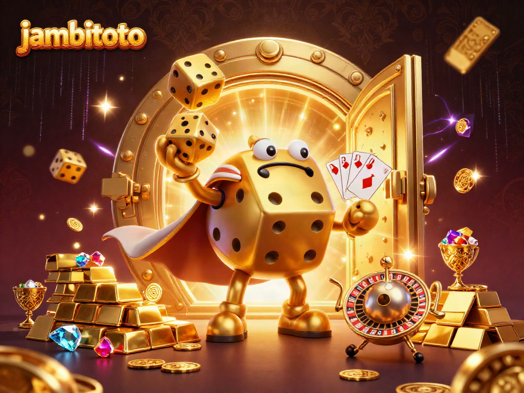 Engaging illustration showcasing the colorful and dynamic gambling world of jambitoto, featuring vibrant casino elements.
