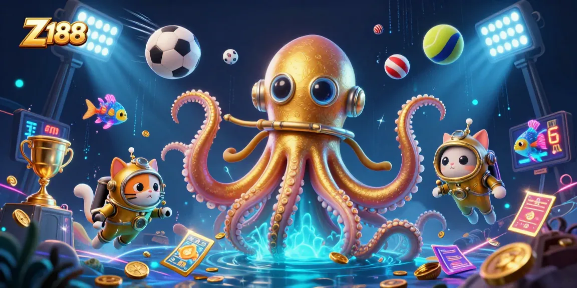 Experience thrilling gaming adventures with Z 188's vibrant underwater casino illustration featuring engaging characters.