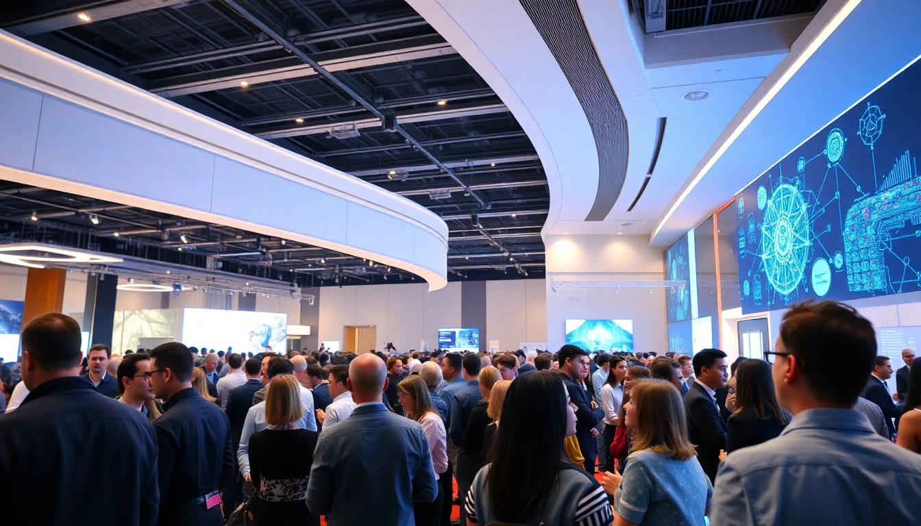 Engaging discussions at an AI and emerging technology conference showcasing industry innovations.