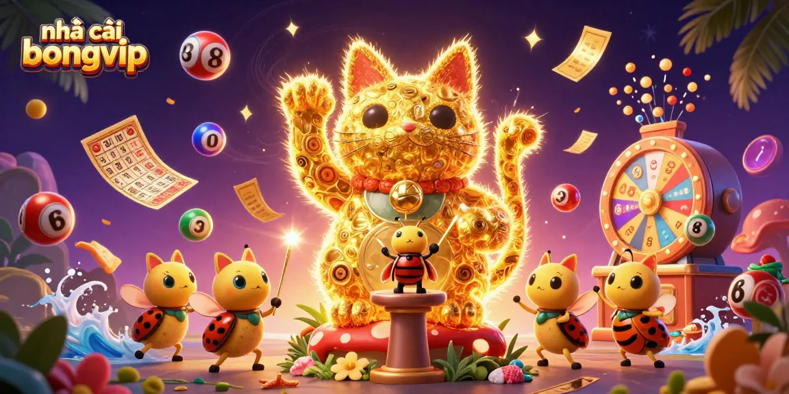 Experience the excitement of nhà cái bongvip with a vibrant 3D digital illustration of casino symbols.