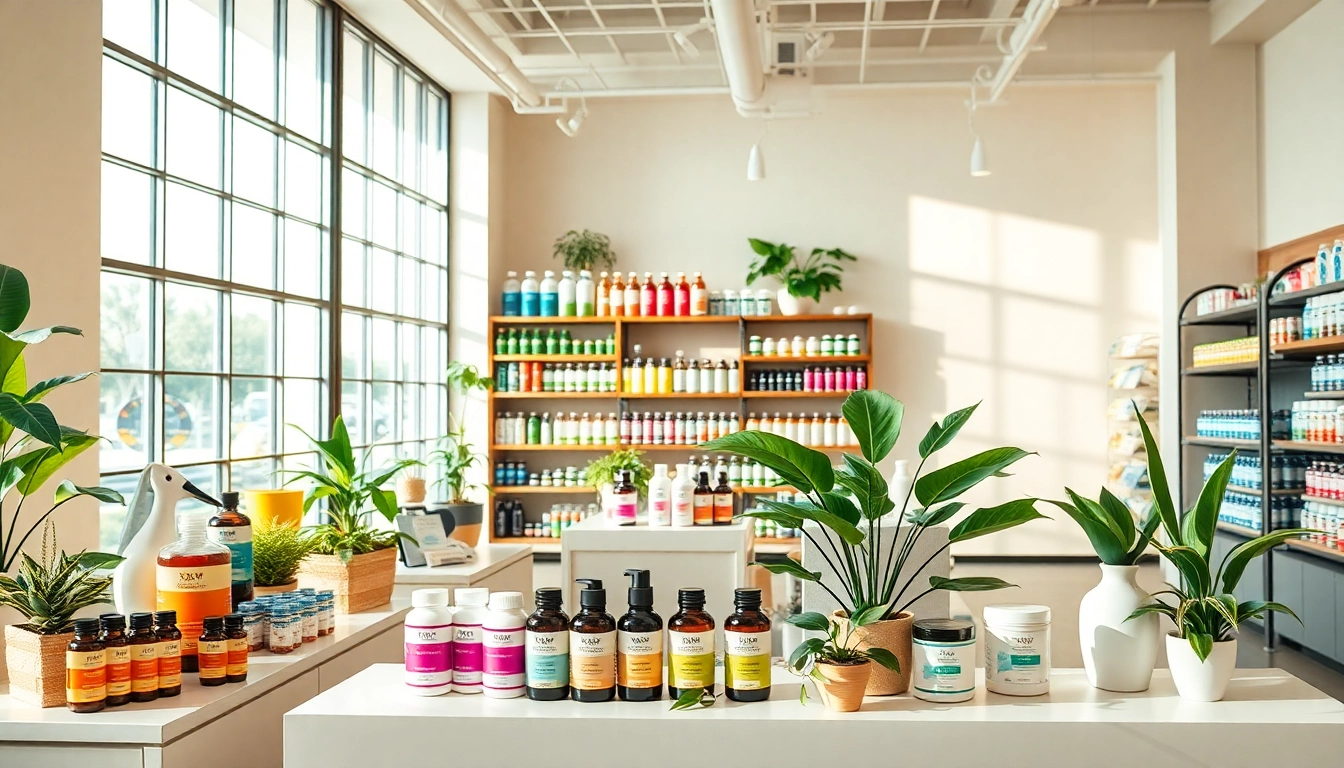 Browse health products at https://amc-essentials.com/ in a vibrant and welcoming retail setting.
