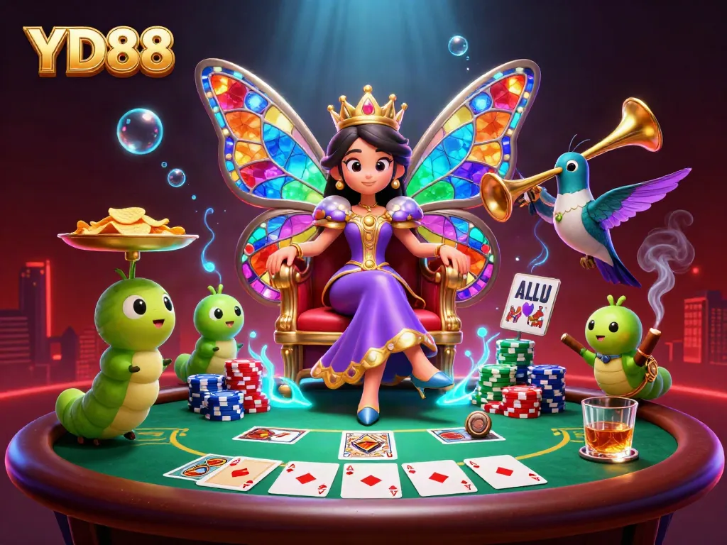 Experience the thrill of YD88 casino gaming with vibrant characters and dynamic action in a lavish setting.