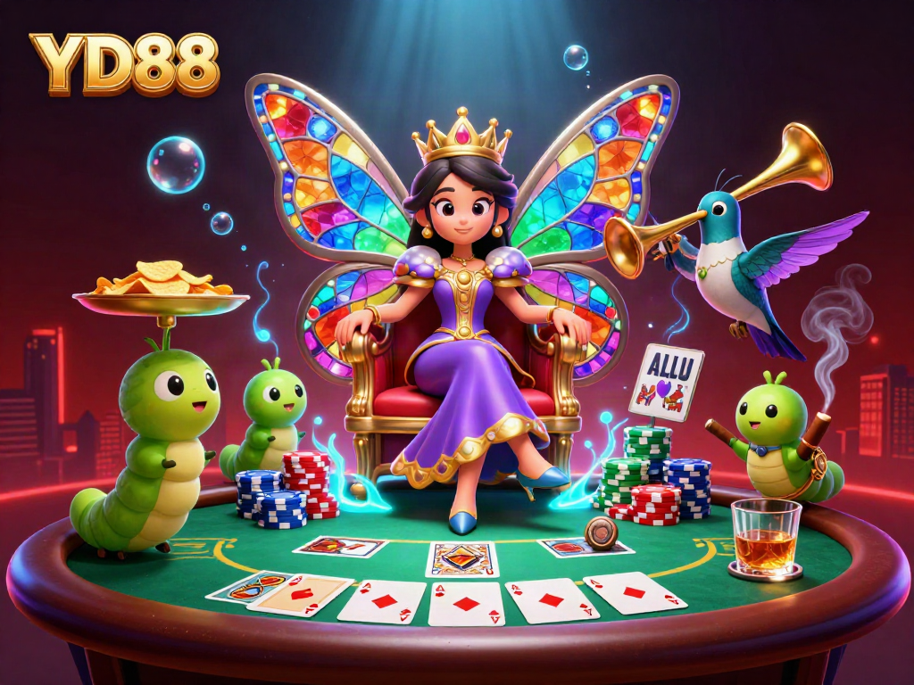 Experience the thrill of YD88 casino gaming with vibrant characters and dynamic action in a lavish setting.