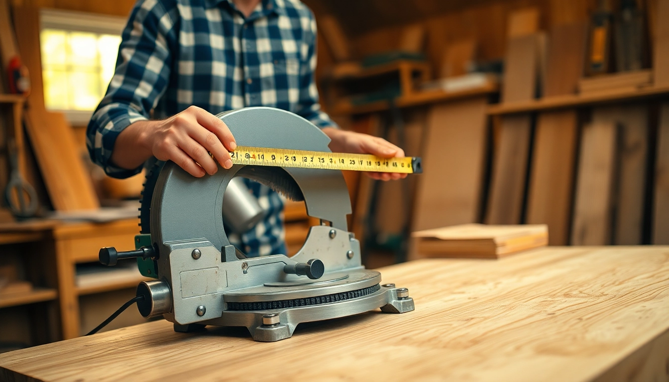 A craftsman using a hand miter saw to make precise wood cuts in a well-lit workshop setting.
