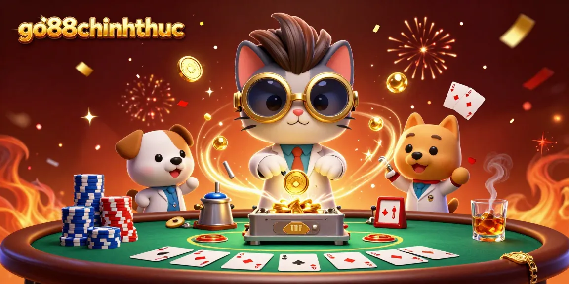 Engage in exciting poker action at go88chinhthuc with vibrant characters and casino elements.