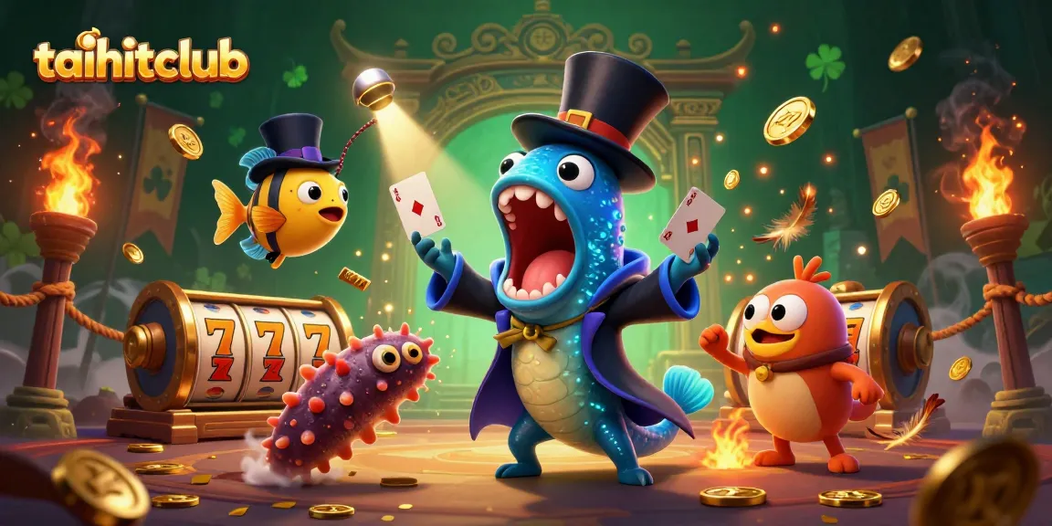 Experience taihitclub's thrilling magic act with bioluminescent characters and vibrant casino elements.