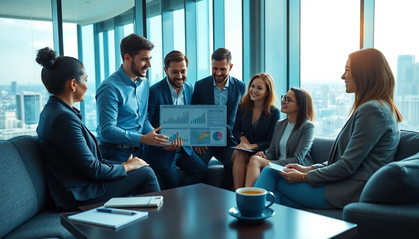 Engaging professionals discussing Strategy Capture Management in a modern office environment.