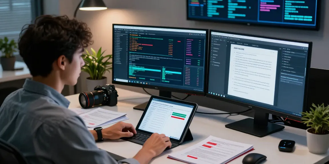 Analyzing document fraud detection software with professional tools and data analysis in a modern workspace.
