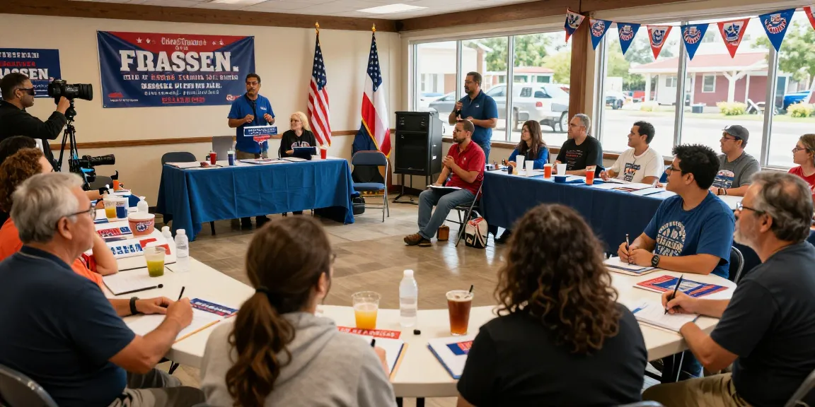 Casey Askar addressing voters at a town hall meeting, showcasing community engagement in FL-22.