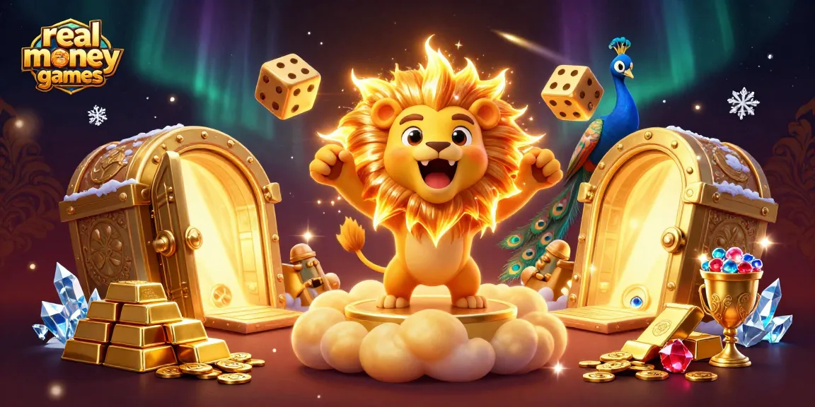 Experience thrilling real money games in a vibrant 3D casino scene filled with excitement.