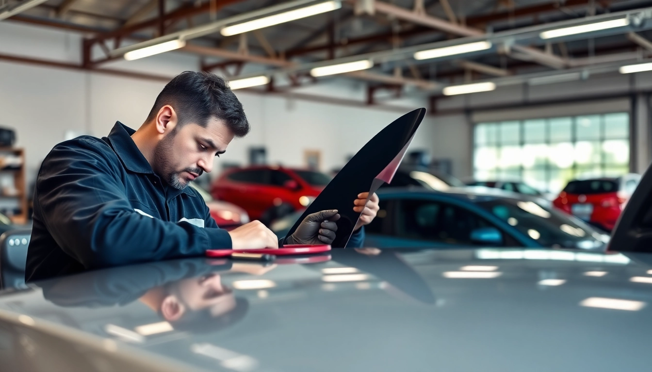 Enhance your visibility with window tint near me applied professionally in a clean workshop.