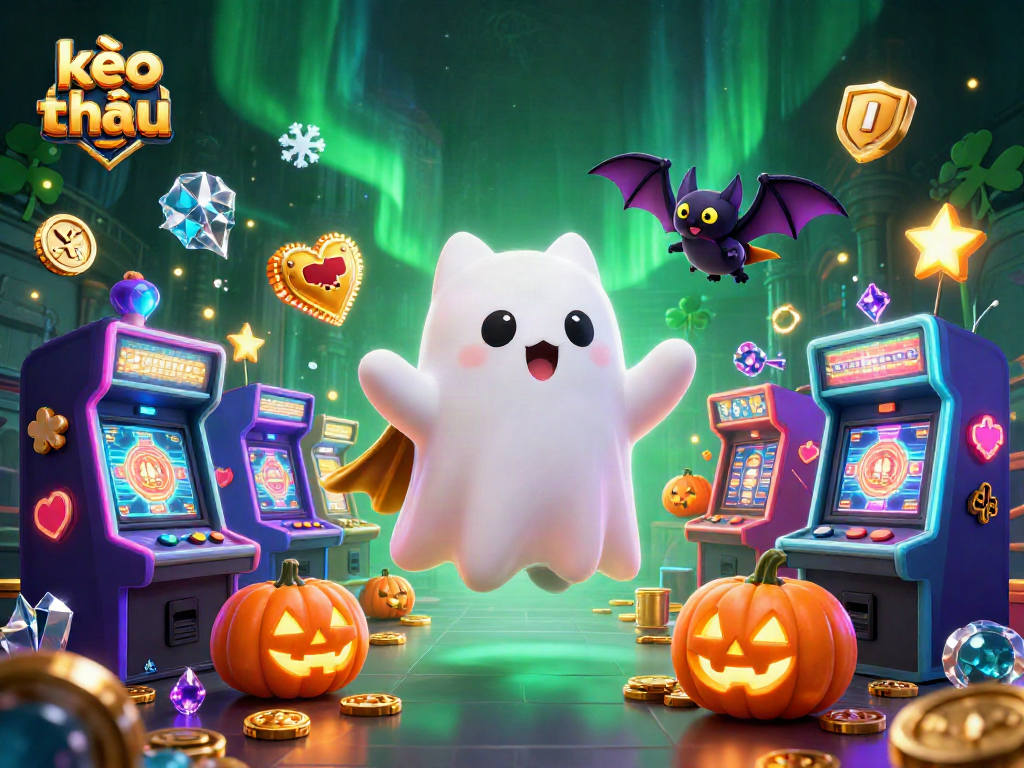 Win big at kèo nhà cái as a cartoon cat and bat explore a haunted casino with engaging elements.