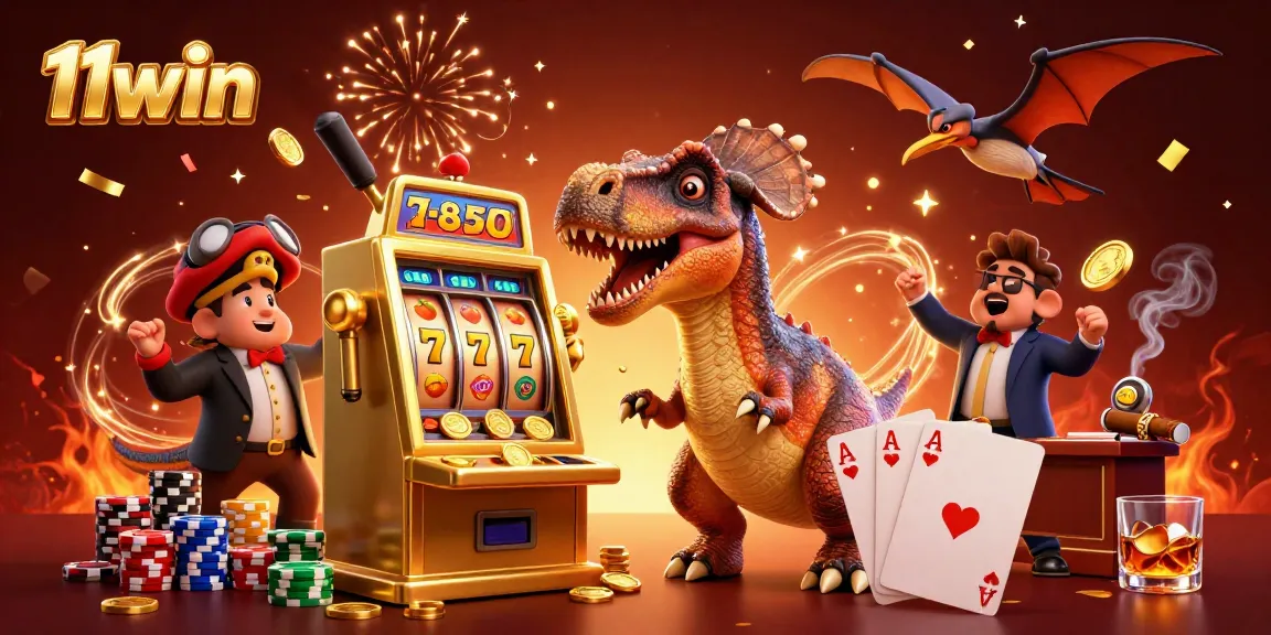 Catch the jackpot at 11win while a pachycephalosaurus headbutts a golden slot machine!