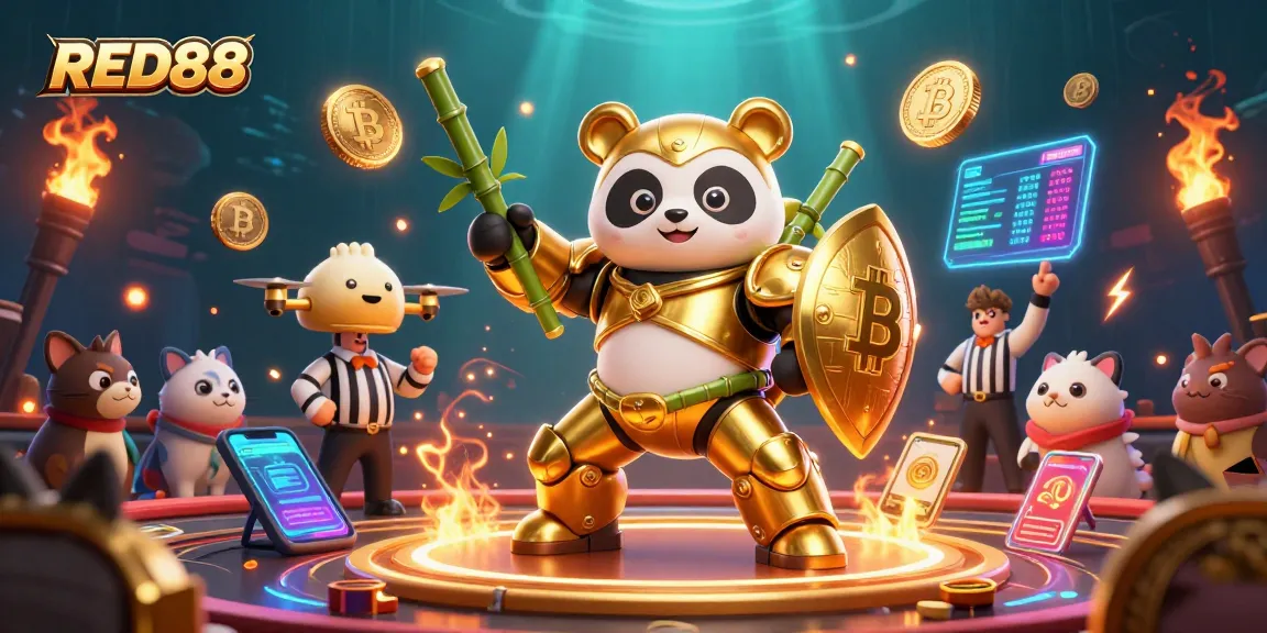 Engage with RED88's thrilling casino universe featuring animated characters and vibrant gaming elements.