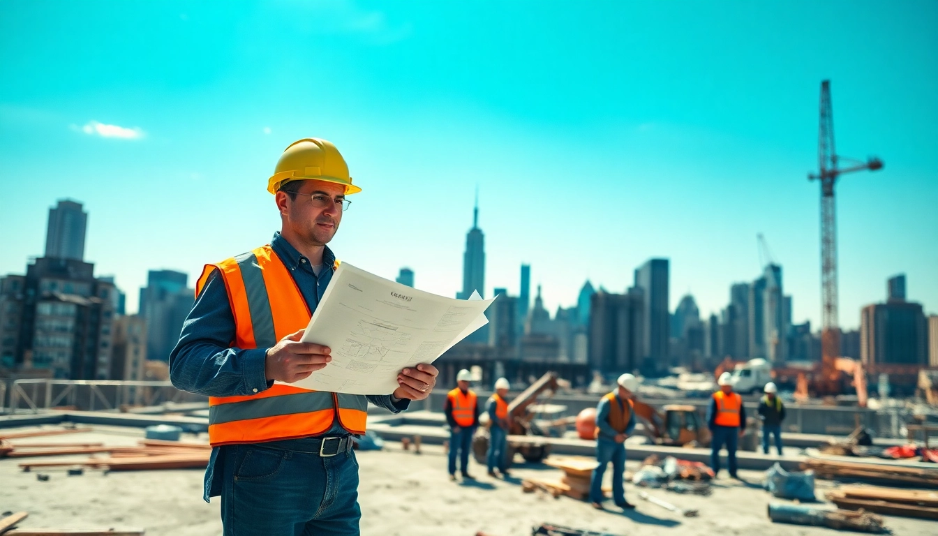 Manhattan Commercial General Contractor guiding construction teams amidst New York City skyline.