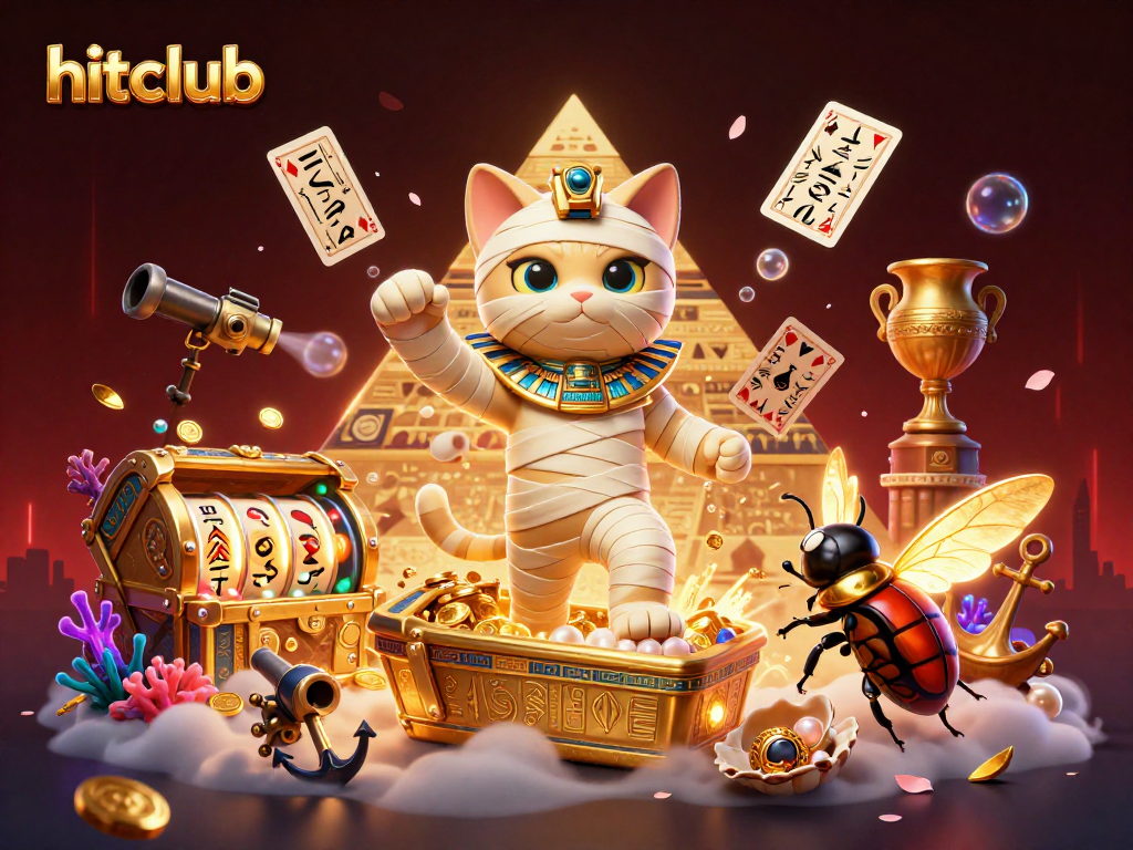 Engage with hitclub gaming through captivating 3D visuals of Egyptian-themed casino action.