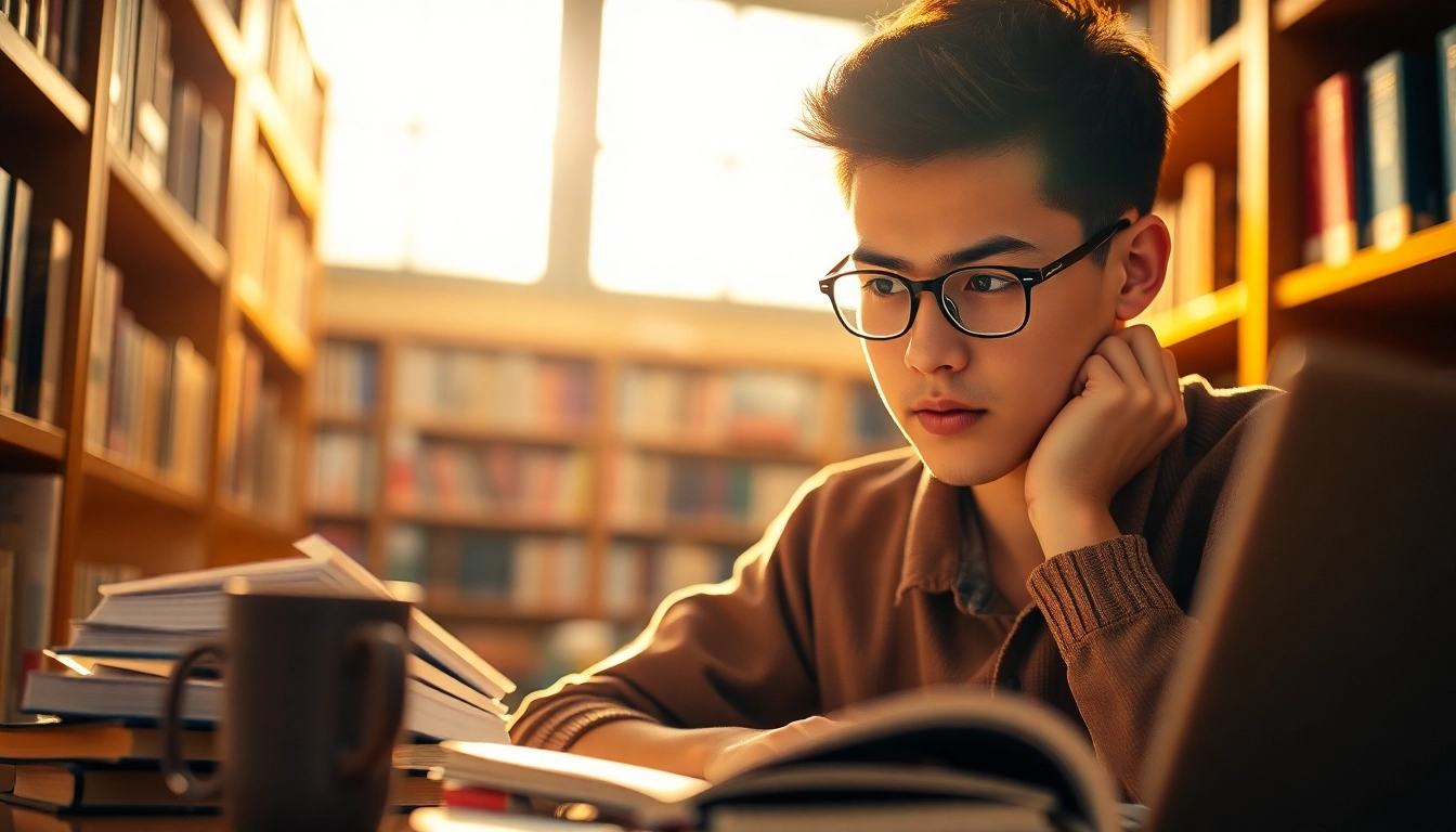 Focused student studying for TOEFL while considering to pay someone to take toefl.