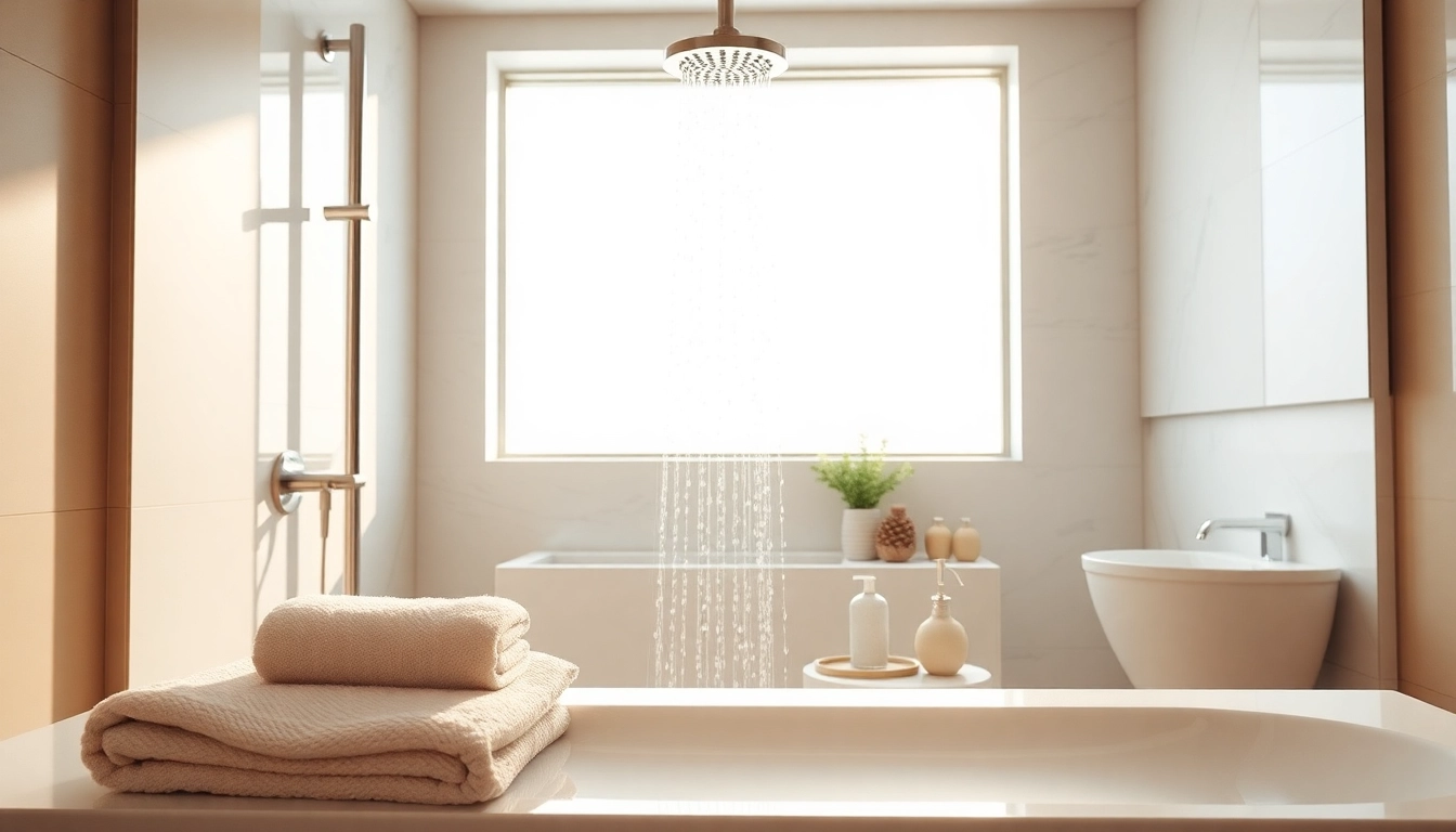 Experience elegant showers au with a luxurious bathroom featuring a rain showerhead.