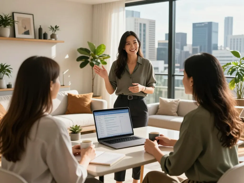 Professional showcasing an Airbnb property in Melbourne management, focusing on airbnb management melbourne.