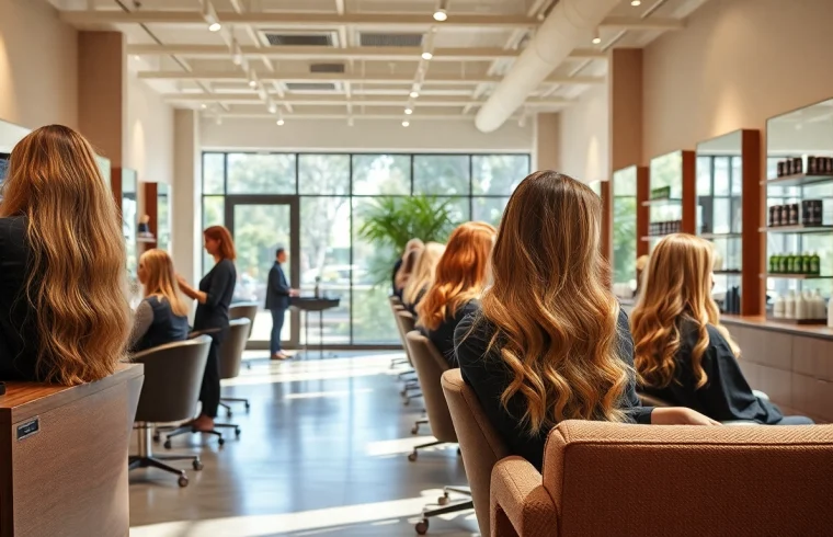 Aveda salon San Diego showcasing hairstylists and clients in a serene environment.