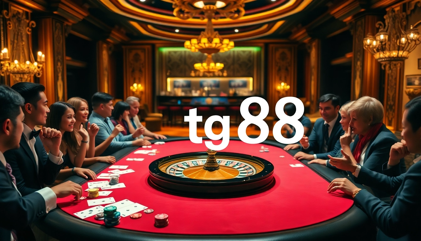 Experience high-stakes gaming excitement with tg 88 at a luxurious casino gaming table.