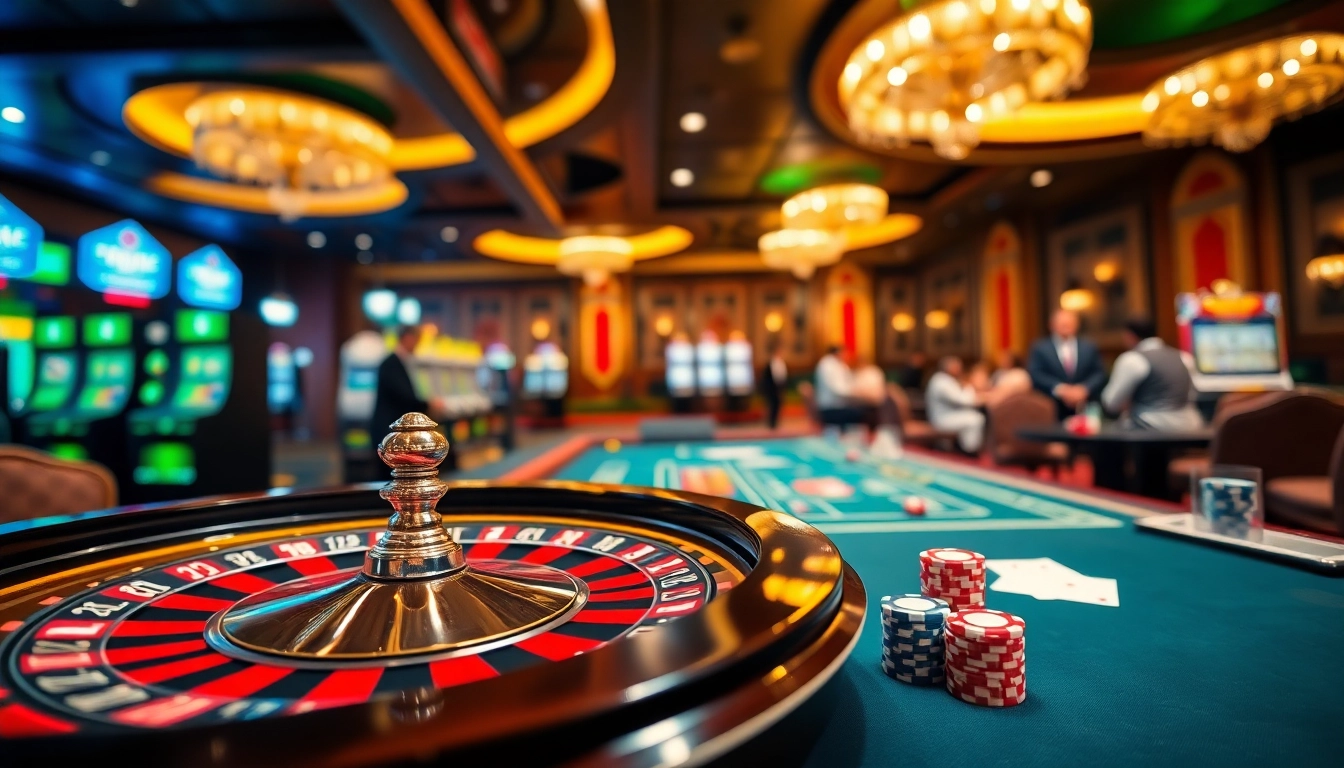 Exciting gameplay at Nhà cái 78win featuring a roulette wheel and poker table.