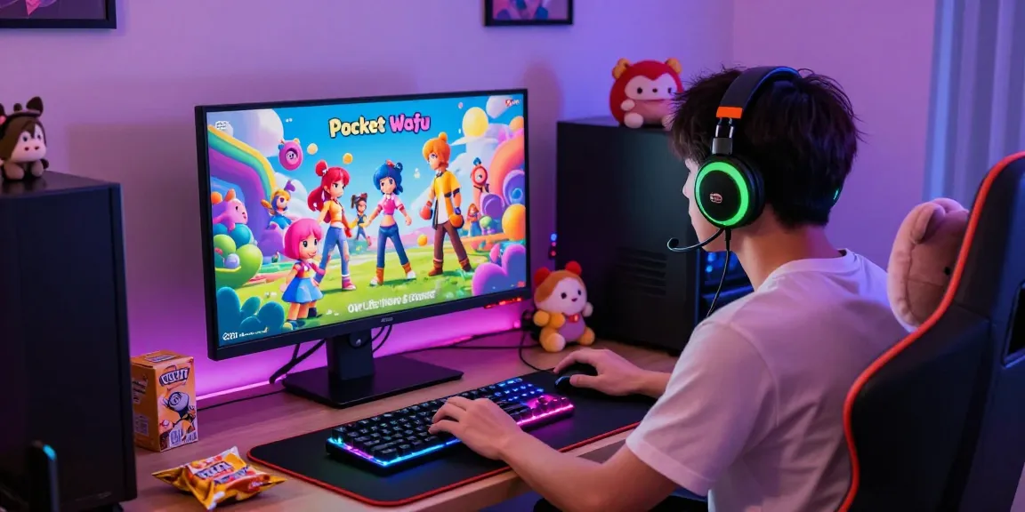 Experience the excitement of nsfw games with a gamer immersed in colorful digital landscapes.